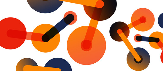 Line points connections geometric abstract background. Circles connected by lines. Trendy techno business template for wallpaper, banner, background or landing