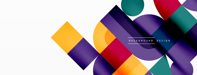 Minimal geometric abstract background. Circle square and triangle design. Trendy techno business template for wallpaper, banner, background or landing