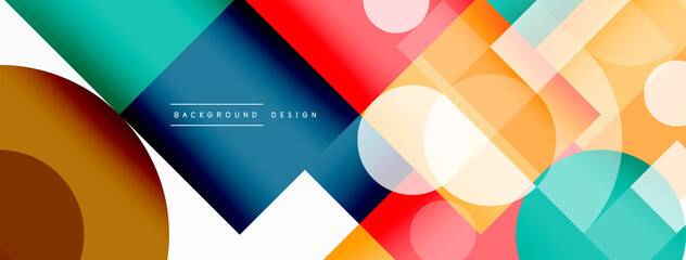 Beautiful abstract background. Circles, triangle shapes, and squares. Minimal geometric template for wallpaper, banner, background or landing