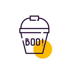 Halloween trick or treat bucket for sweets. Pixel perfect, editable stroke art icon