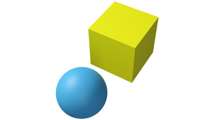 Preposition The Ball Is in Front of The Box 3D Rendering. A preposition of place is a preposition which is used to refer to a place where something or someone is located.