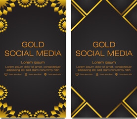 Naklejka na ściany i meble black gold social media story template design