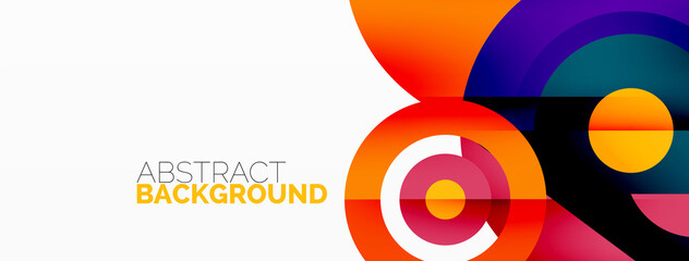 Obraz premium Abstract round shapes background. Minimalist decoration. Geometric background with circles and rings