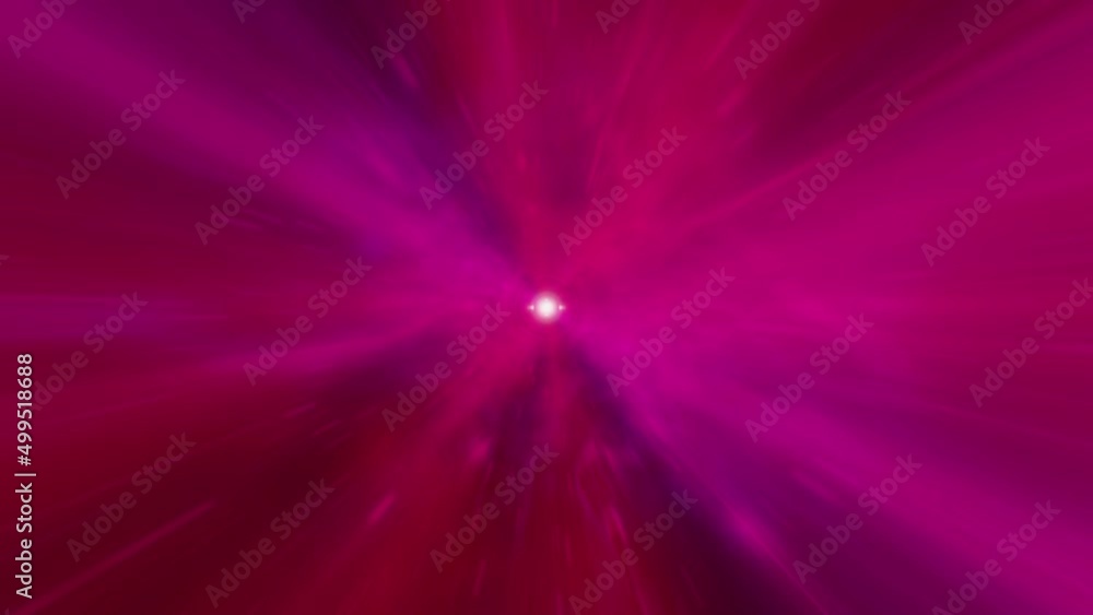 Poster space fly to red pink purple center cloud flare light wormhole tunnel through space time vortex loop