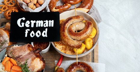 Assortment of different german food.