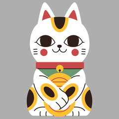 Fototapeta premium Maneki Neko hug a golden coin
