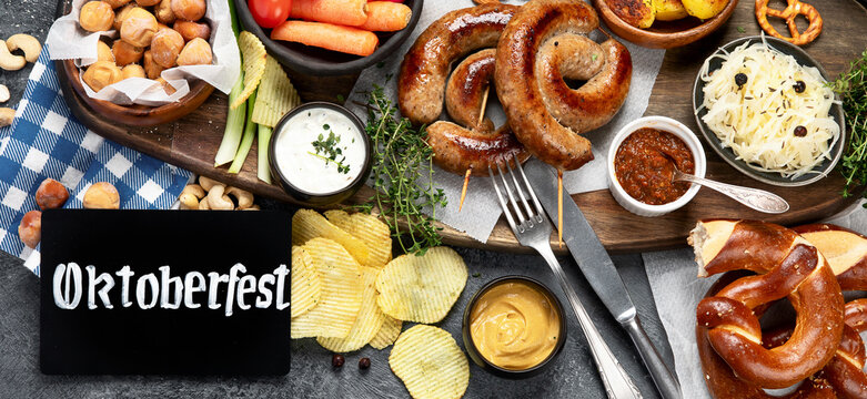 Oktoberfest concept - traditional food and beer