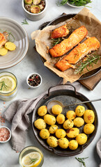 baked salmon with potatoes