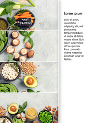 Sweet crepes assortment with berries chocolate on gray background.