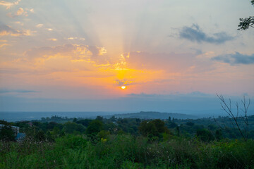 Obraz premium beautiful sunset in georgia in the steppe