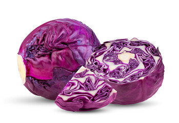 Red cabbage one slice isolated on white