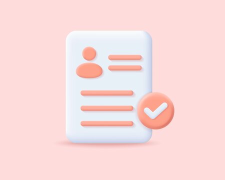 3D approved cv realistic icon vector concept