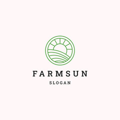Farm sun logo icon design template vector illustration