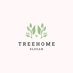 Tree home logo icon design template vector illustration