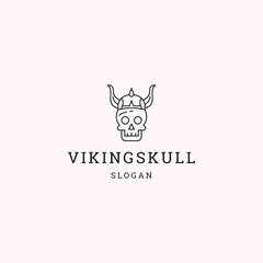 Viking skull logo icon design template vector illustration
