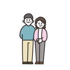 寄り添う老夫婦のアイコン