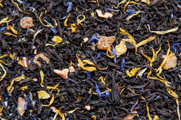 Black tea on a white background