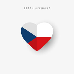 Czech Republic heart shaped flag. Origami paper cut Czechia national banner. 3D vector illustration isolated on white with soft shadow.