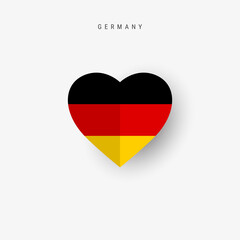 Germany heart shaped flag. Origami paper cut German national banner. 3D vector illustration isolated on white with soft shadow.