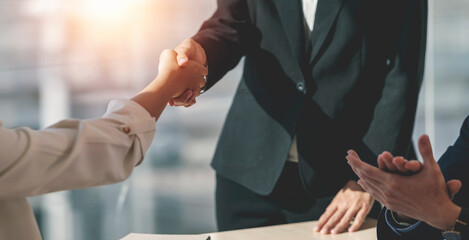 Businesswoman handshake and business people. Successful business concept.