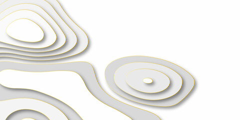 Luxury paper cut background, Abstract decoration, white pattern, halftone gradients, 3d Vector illustration, topographic canyon map light relief texture. White background wave paper art design.