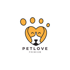 pet dog logo with love design vector icon illustration