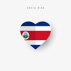 Costa Rica heart shaped flag. Origami paper cut Costa Rican national banner. 3D vector illustration isolated on white with soft shadow.