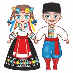 Kids in ukrainian traditional costumes