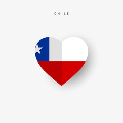 Chile heart shaped flag. Origami paper cut Chilean national banner. 3D vector illustration isolated on white with soft shadow.
