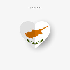 Fototapeta na wymiar Cyprus heart shaped flag. Origami paper cut Cypriot national banner. 3D vector illustration isolated on white with soft shadow.
