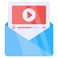 Video mail icon, editable vector