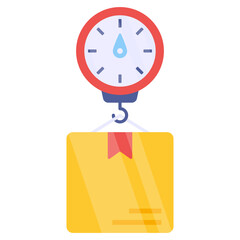 Conceptual flat design icon of parcel weighing