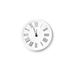 Wall clock face with roman numerals mockup vector illustration isolated.