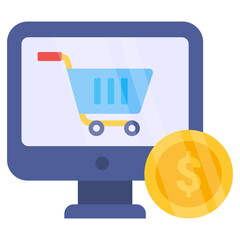 Flat design icon of online shopping