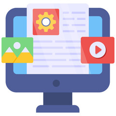 A colorful design icon of video content management