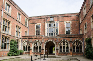 Historic gateway at Winchester College public school - 499529675