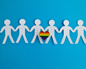 Figurines of people from LGBT community and heart