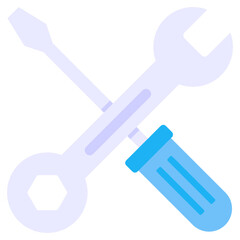 Wrench with screwdriver, icon of technical tools