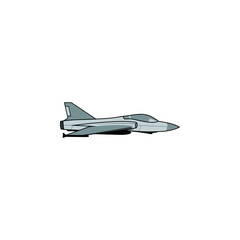 Fototapeta na wymiar Illustration of a simple cartoon fighter plane with gray and black borders, the color can be changed according to your needs