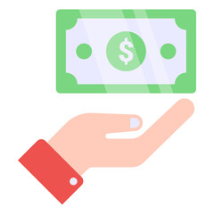 Hand giving money icon in flat design