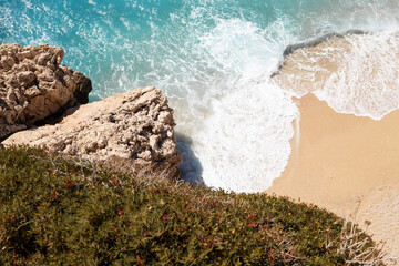 Capotage - famous beach in the south of Turkey. Azure waves and light sand