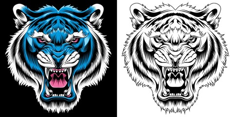 angry tiger head vector illustration