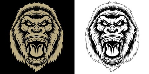 angry gorilla head vector illustration