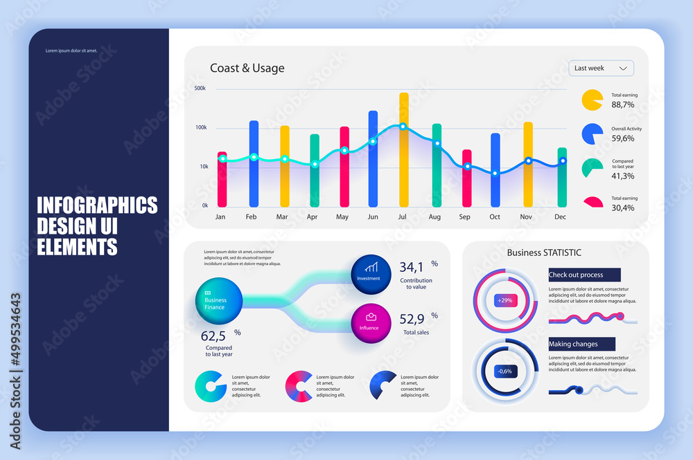 Poster bundle infographic elements data visualization vector design template. can be used for steps, busine