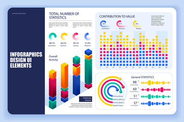 Bundle infographic elements data visualization vector design template. Can be used for steps, business processes, workflow, diagram, flowchart, timeline, KPI dashboard, info graphics.