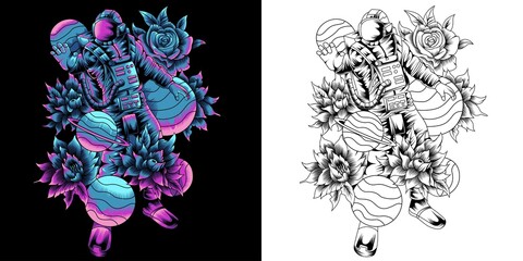 astronaut in space vector illustration © Dominico