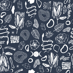 Seamless pattern with magic items.