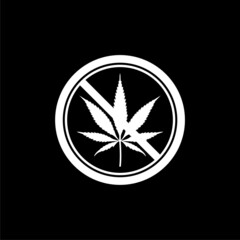 Stop marijuana or cannabis leaf icon isolated on dark background