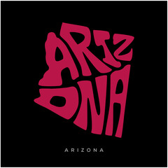 Arizona map typography. Arizona state map typography. Arizona lettering.