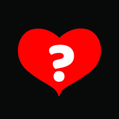 Heart question icon. Heart icon with Question mark symbol.